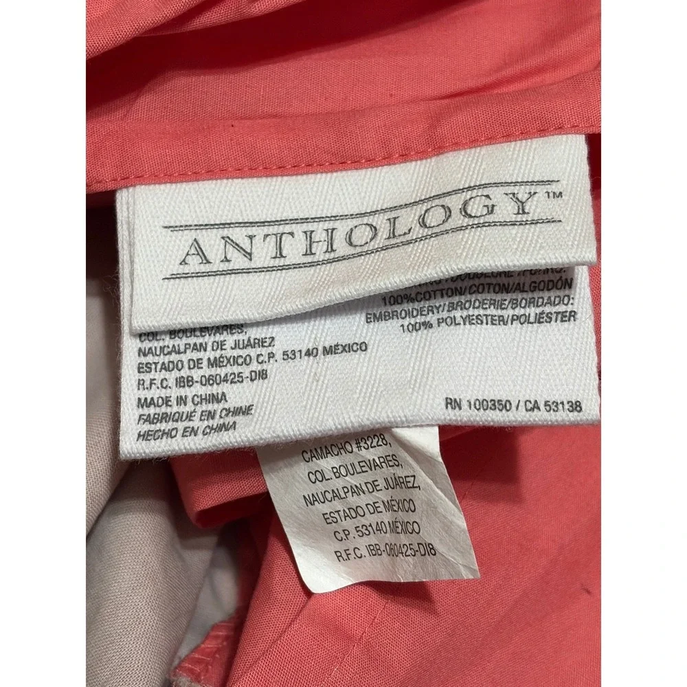 Anthology Coral Pink Eyelet King Pillowcases Set of 2 Cotton Embroidered Boho